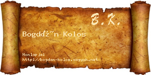 Bogdán Kolos névjegykártya
