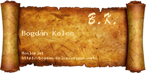 Bogdán Kolos névjegykártya